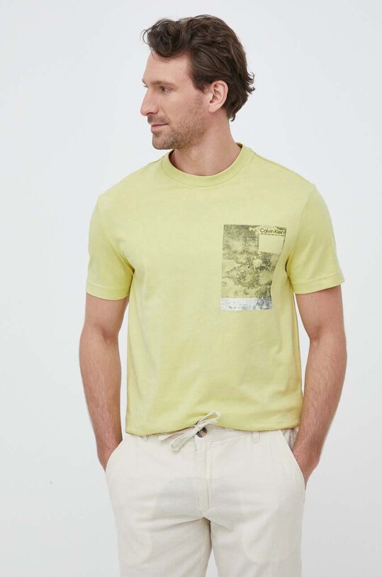 Odzież Calvin Klein t-shirt bawełniany K10K111127.PPYX żółty