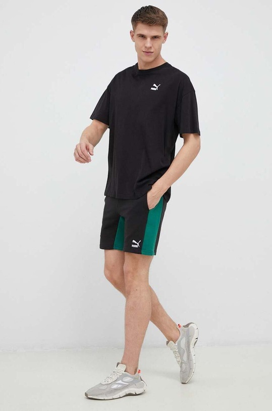 Puma t-shirt bawełniany 538070 czarny SS23