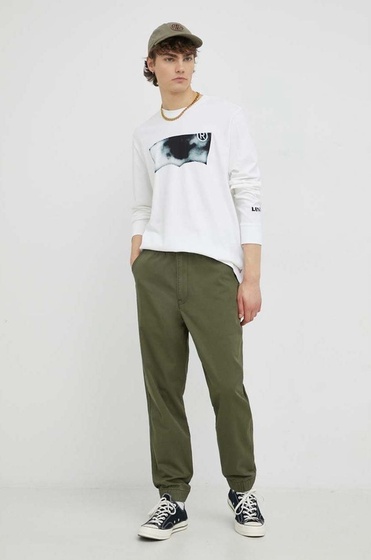 Βαμβακερή μπλούζα με μακριά μανίκια Levi's 16139.0088 λευκό SS23