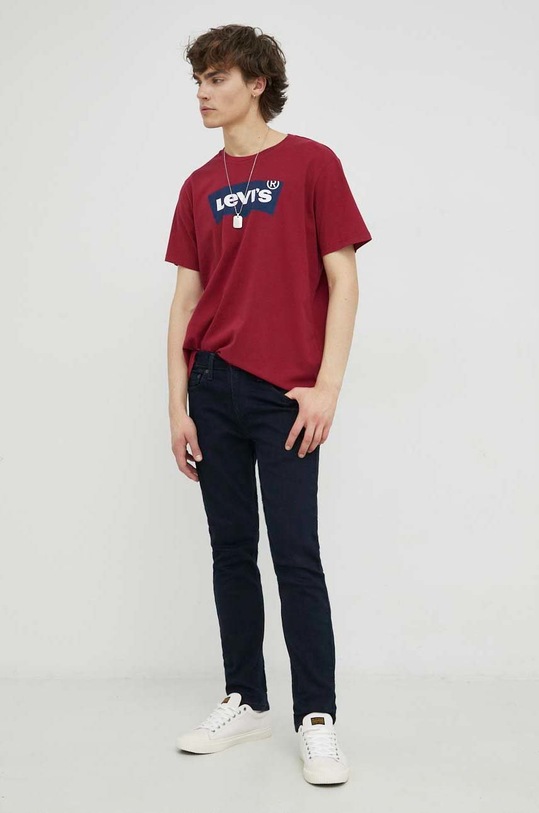 Βαμβακερό μπλουζάκι Levi's 22491.1190 μπορντό SS23