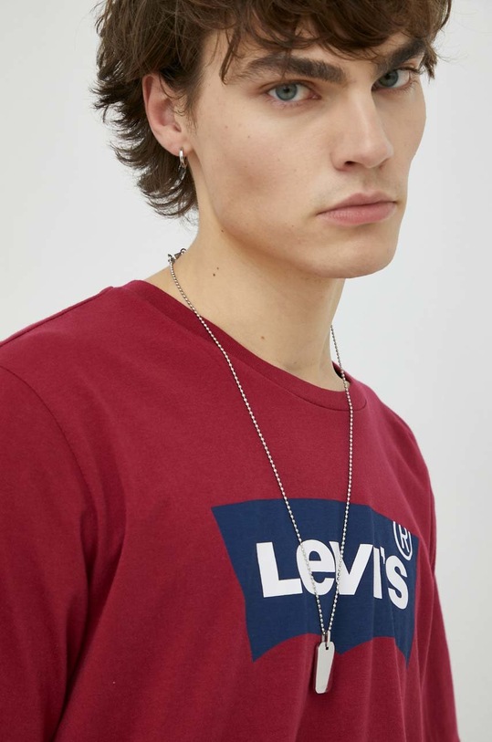 Βαμβακερό μπλουζάκι Levi's μπορντό 22491.1190