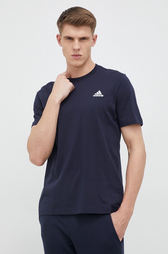 Памучна тениска adidas стандартна тъмносин HY3404