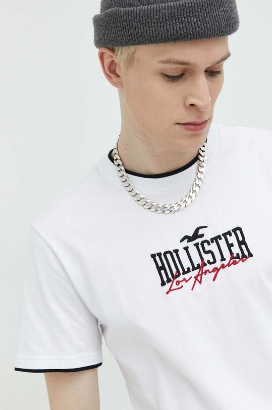 Hollister Co. t-shirt bawełniany biały KI323.3024.100