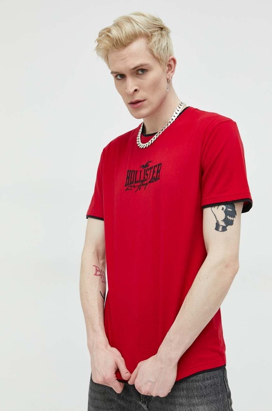 Hollister Co. t-shirt bawełniany KI323.3024.520 czerwony SS23