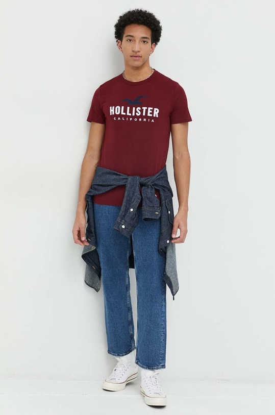 Hollister Co. t-shirt KI323.3026.520 bordowy SS23