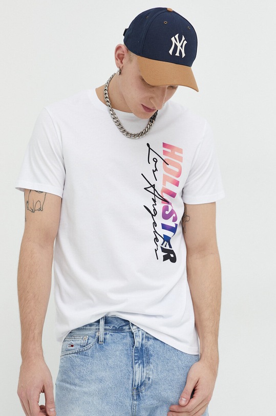 Hollister Co. t-shirt bawełniany nadruk biały KI323.3057.101