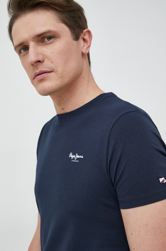 Pepe Jeans t-shirt z elastanem granatowy PM508663.594