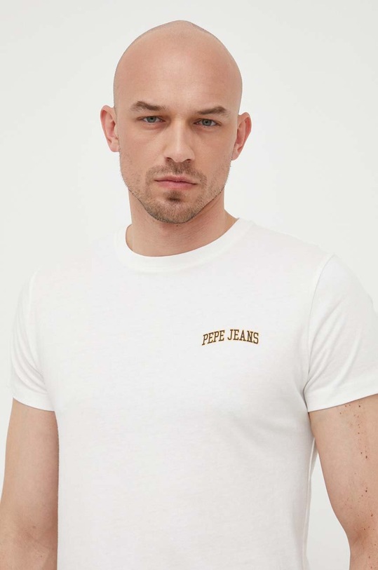 Pepe Jeans t-shirt bawełniany Ronson nadruk biały PM508708.800