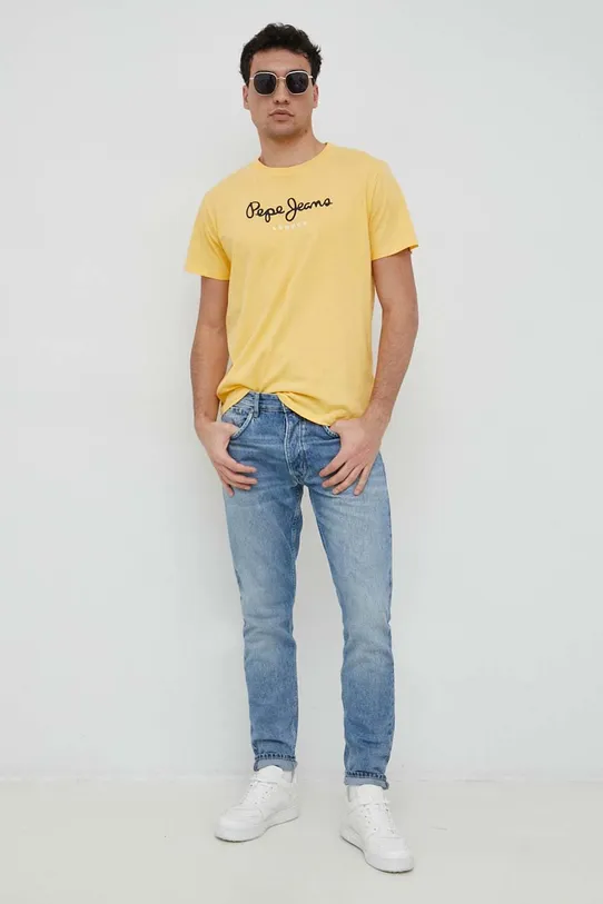 Βαμβακερό μπλουζάκι Pepe Jeans Eggo PM508208.039 κίτρινο SS23