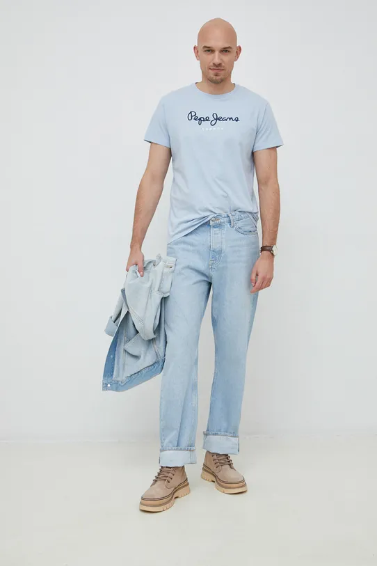 Βαμβακερό μπλουζάκι Pepe Jeans Eggo PM508208.504 μπλε SS23