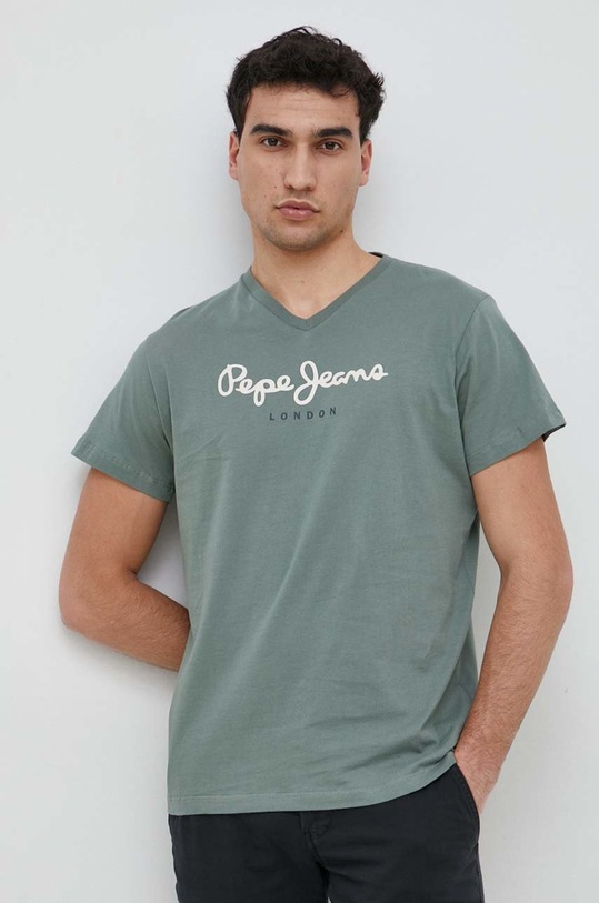 Βαμβακερό μπλουζάκι Pepe Jeans Eggo πράσινο PM508271.674