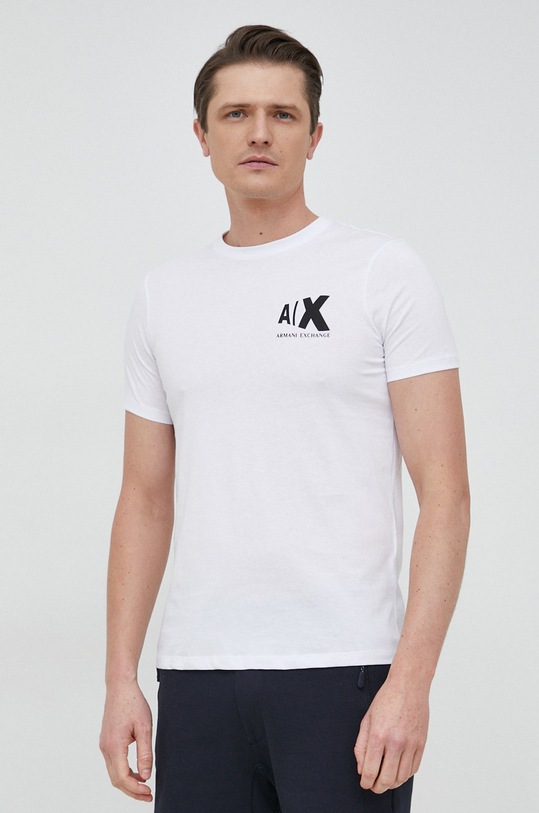 Bavlnené tričko Armani Exchange slim biela 3RZTAF.ZJGCZ