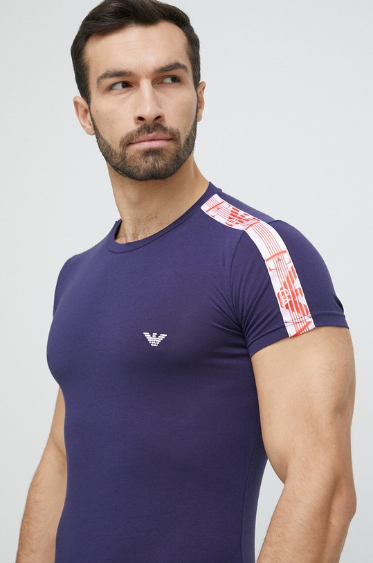 Emporio Armani Underwear t-shirt lounge aplikacja granatowy 111035.3R523