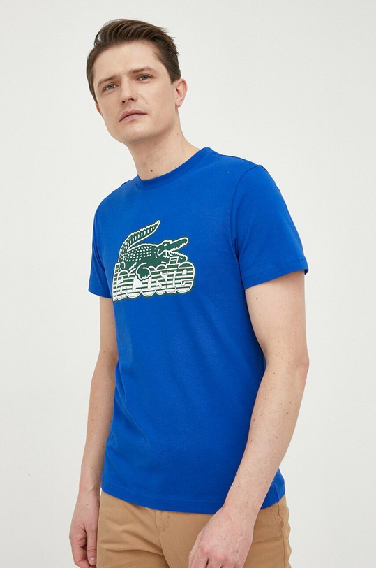 Lacoste tricou din bumbac print albastru TH5070