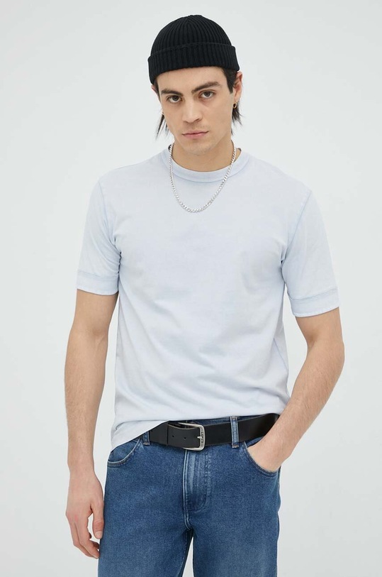 Drykorn t-shirt bawełniany Raphael niebieski 49017.520045.3902