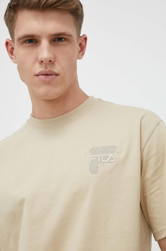Fila t-shirt bawełniany nadruk beżowy FAM0331