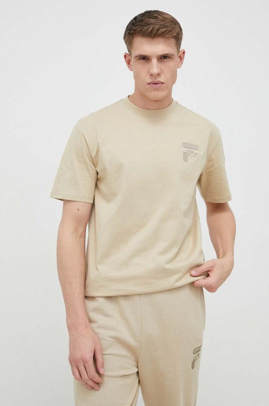 Fila t-shirt bawełniany beżowy FAM0331