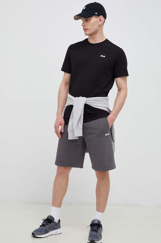 Fila t-shirt bawełniany Berloz FAM0340 czarny AW23