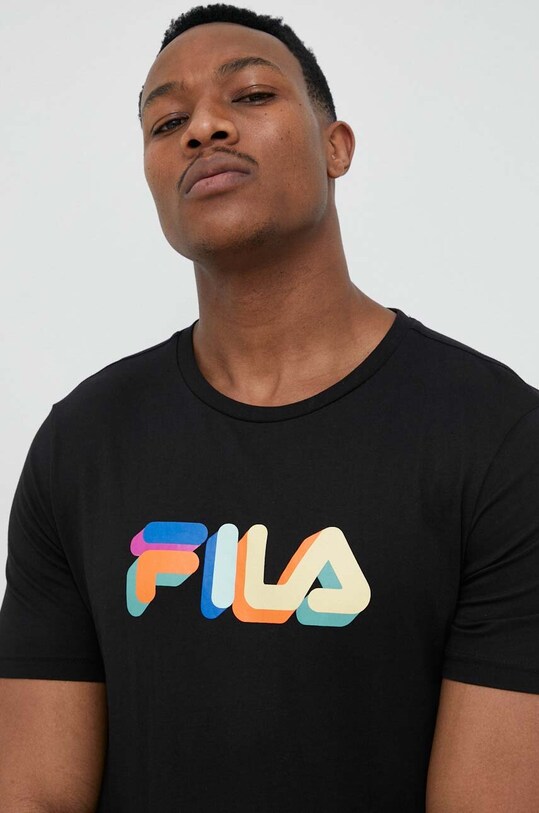 Fila t-shirt bawełniany czarny FAM0346