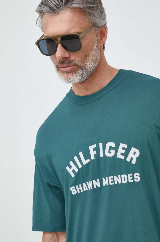 Tommy Hilfiger t-shirt x Shawn Mendes turkusowy MW0MW31189.PPYX