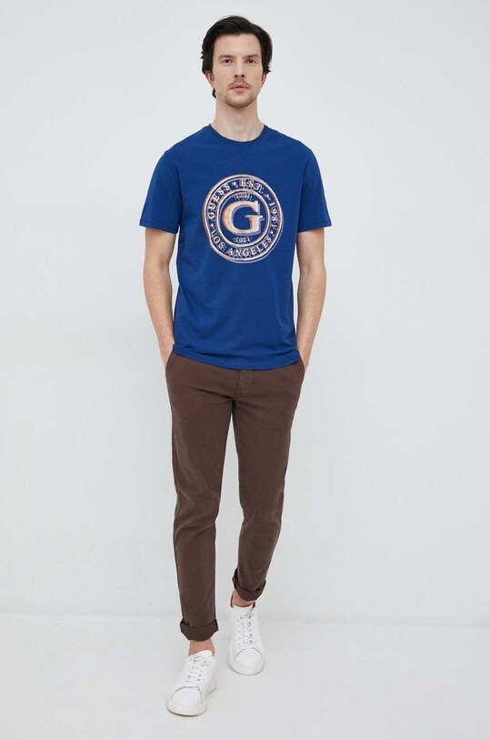 Guess t-shirt z elastanem granatowy M3GI11.J1314