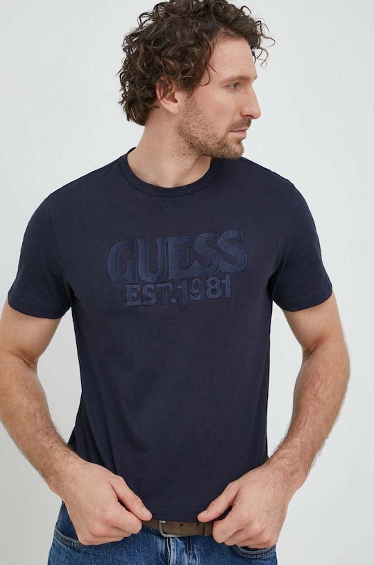 Guess t-shirt bawełniany granatowy M3GI56.K9RM3