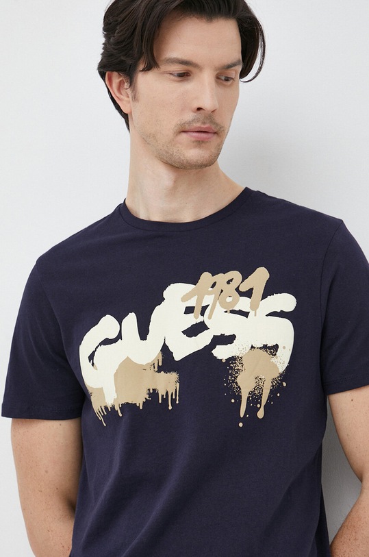 Guess t-shirt bawełniany granatowy M3GI59.K9RM1