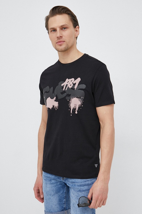 Guess t-shirt bawełniany nadruk czarny M3GI59.K9RM1