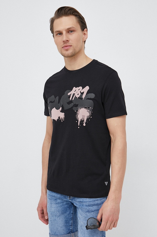 Guess t-shirt bawełniany nadruk czarny M3GI59.K9RM1