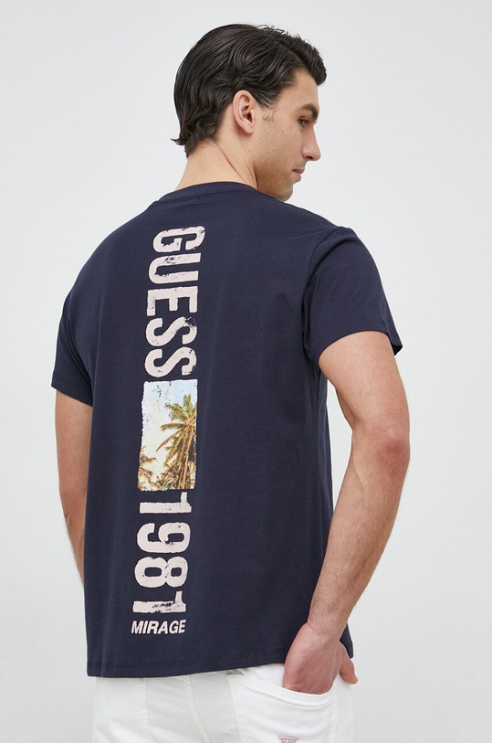 Guess t-shirt bawełniany nadruk granatowy M3GI16.I3Z14