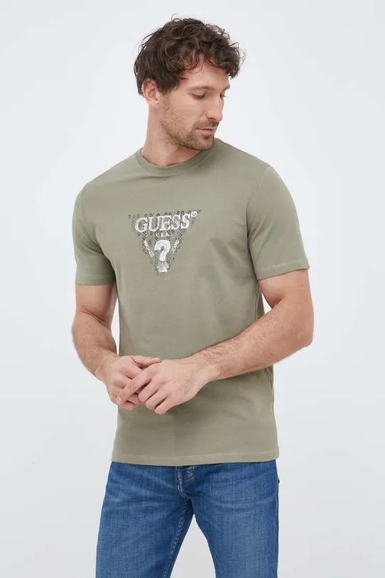 Guess t-shirt z elastanem zielony M3GI23.J1314