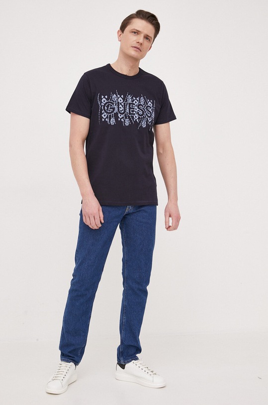 Памучна тениска Guess M3GI15.K8FQ4 тъмносин SS23