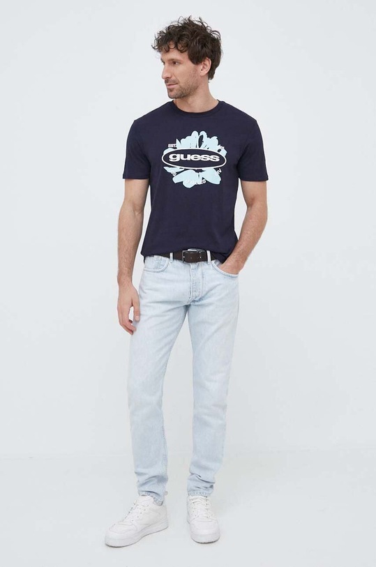 Guess t-shirt bawełniany M3GI61.K9RM1 granatowy SS23