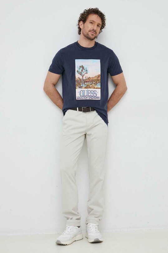Βαμβακερό μπλουζάκι Guess M3GI74.KA260 σκούρο μπλε SS23