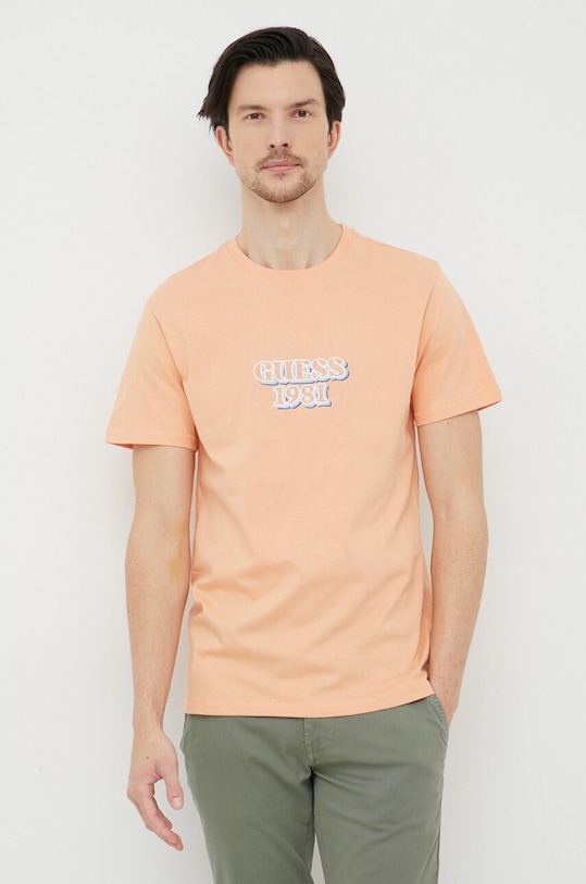 Guess t-shirt bawełniany M3GI30.K8FQ4 pomarańczowy SS23