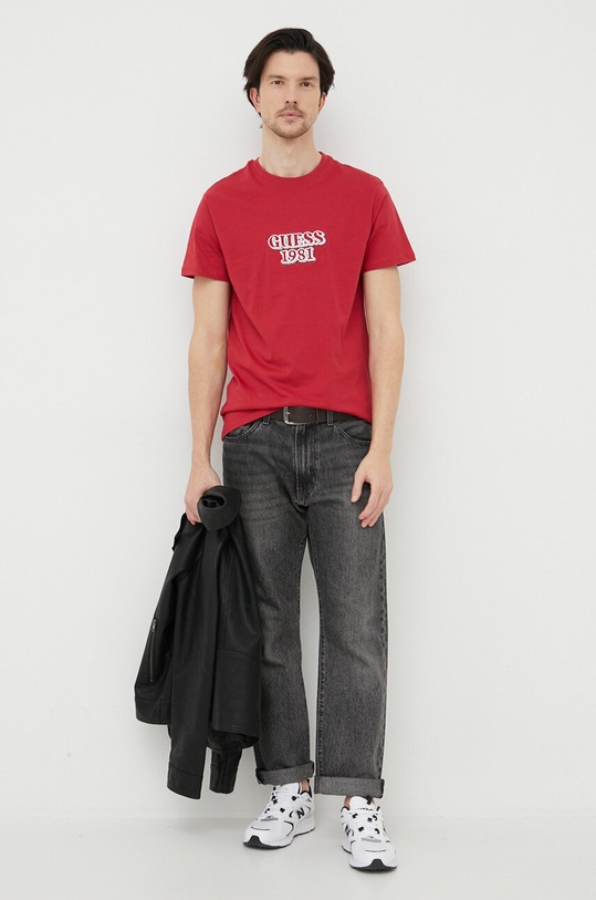 Bavlnené tričko Guess M3GI30.K8FQ4 burgundské SS23