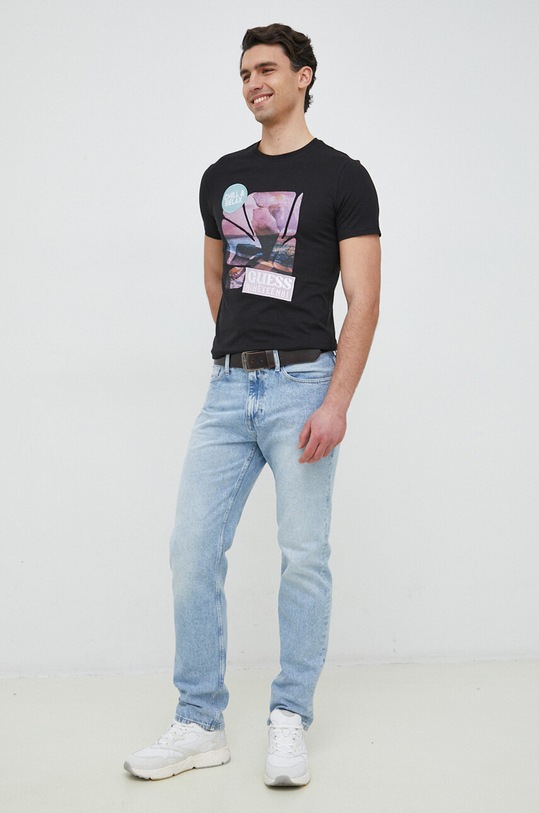 Guess t-shirt bawełniany nadruk czarny M3GI29.I3Z14