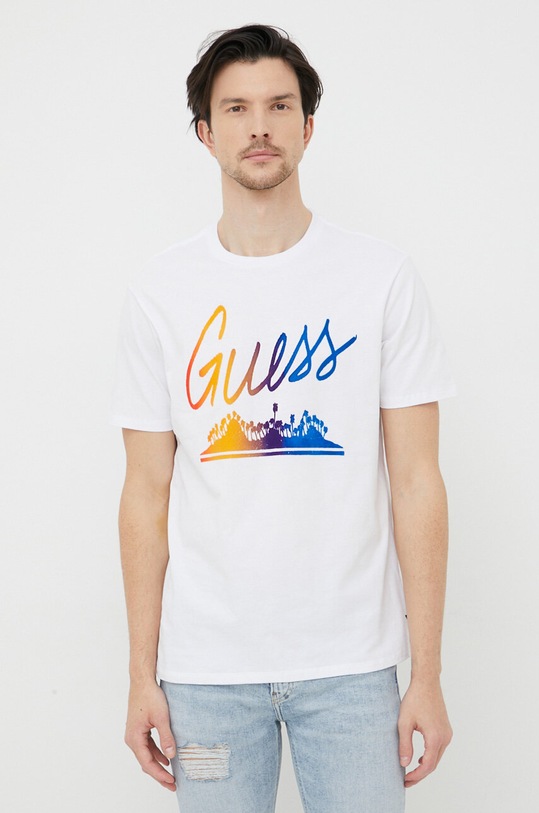 Guess t-shirt bawełniany biały M3GI48.KBDL0
