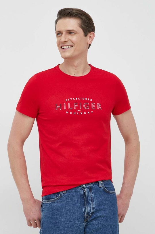 Tommy Hilfiger t-shirt bawełniany nadruk czerwony MW0MW30034.PPYX