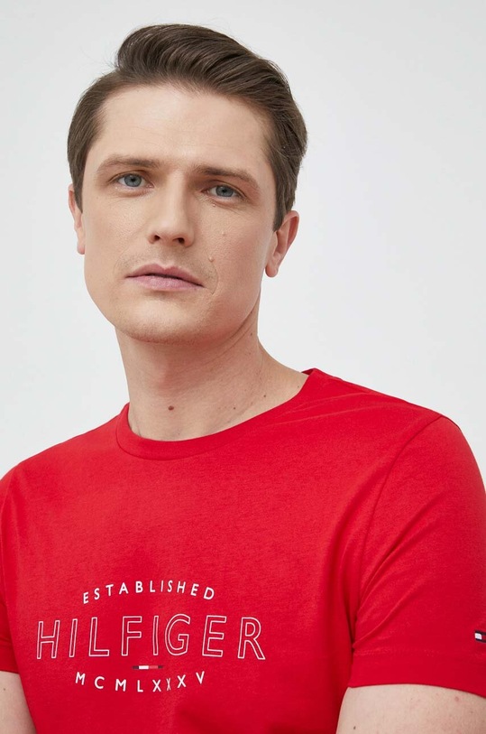 Tommy Hilfiger t-shirt bawełniany czerwony MW0MW30034.PPYX