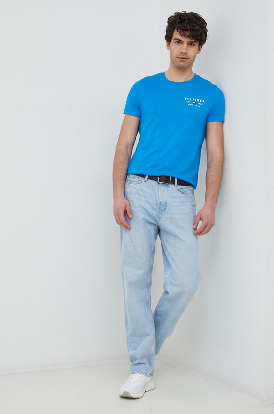 Βαμβακερό μπλουζάκι Tommy Hilfiger MW0MW30033.PPYX μπλε SS23