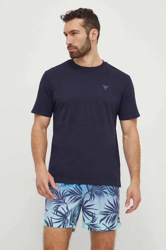 Бавовняна футболка Guess F3GI00.K8HM0 темно-синій SS25