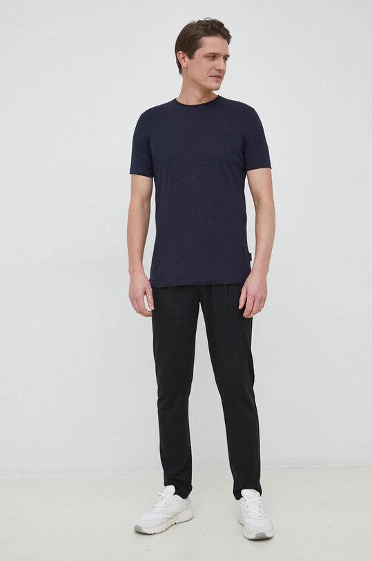Sisley t-shirt bawełniany 3WF0S101K.06U granatowy SS23
