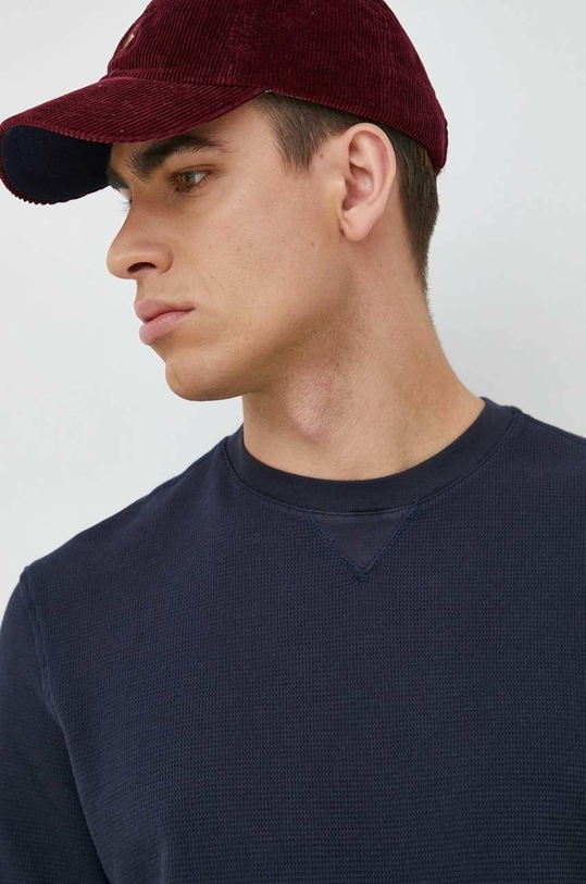 Sisley t-shirt bawełniany granatowy 34NHS1027.06U