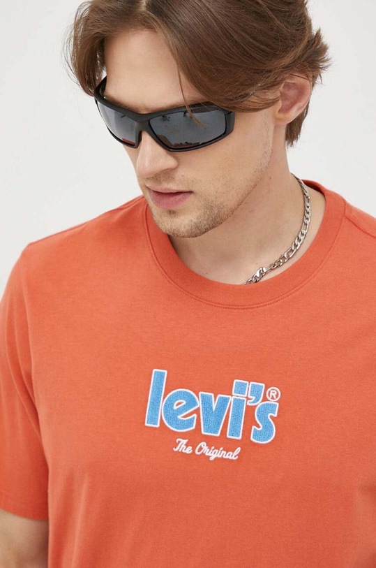 Levi's t-shirt bawełniany aplikacja pomarańczowy 16143.0740