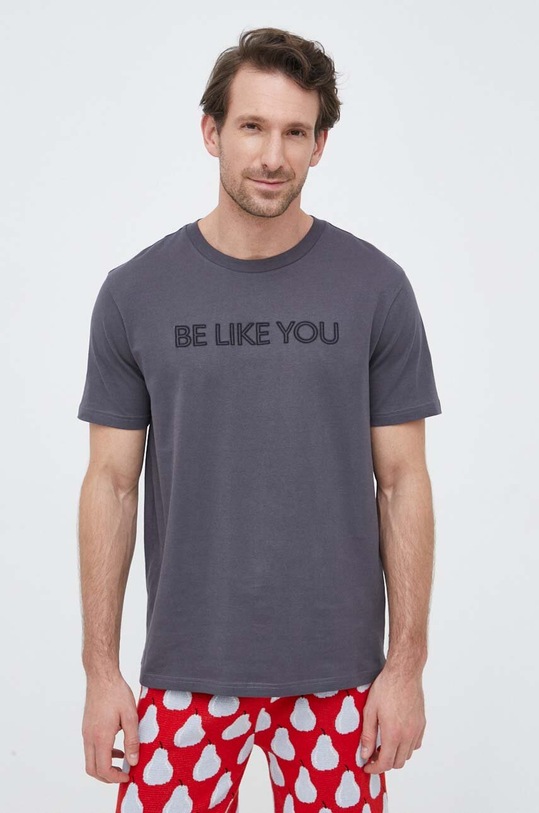United Colors of Benetton t-shirt bawełniany aplikacja szary 3096U1057.0H7