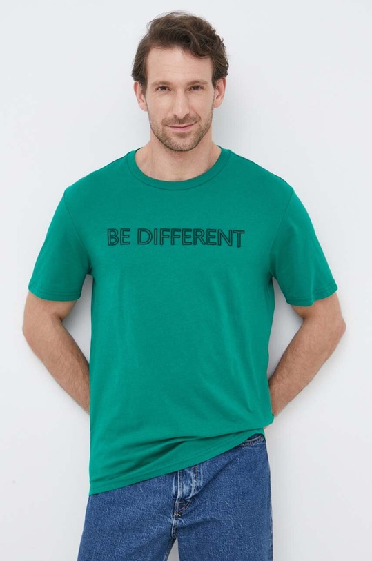 United Colors of Benetton t-shirt bawełniany aplikacja zielony 3096U1057.256