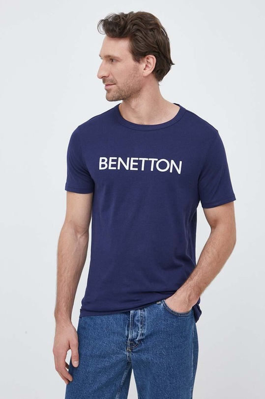 United Colors of Benetton t-shirt bawełniany nadruk granatowy 3I1XU100A.918