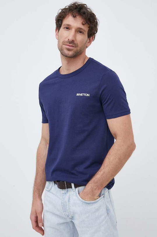 United Colors of Benetton t-shirt bawełniany nadruk granatowy 3I1XU100A.915