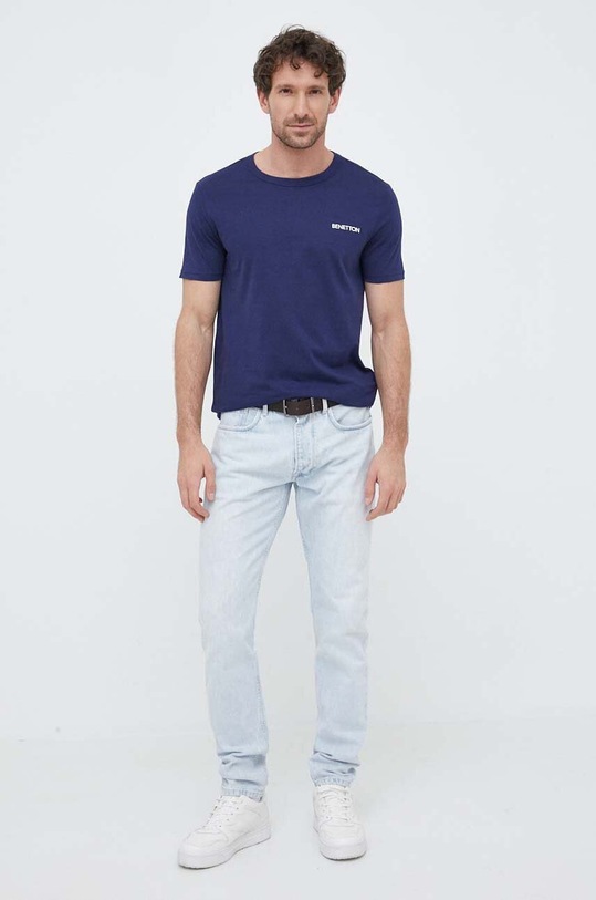 United Colors of Benetton t-shirt bawełniany 3I1XU100A.915 granatowy SS23